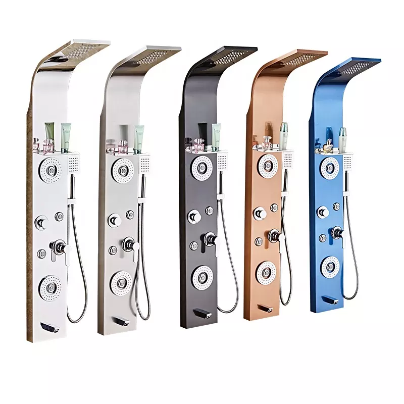 Shower Panel bathroom wall mounted stainless steel Waterfall flexible shower column set tower Massage Body Jets Shower Panels