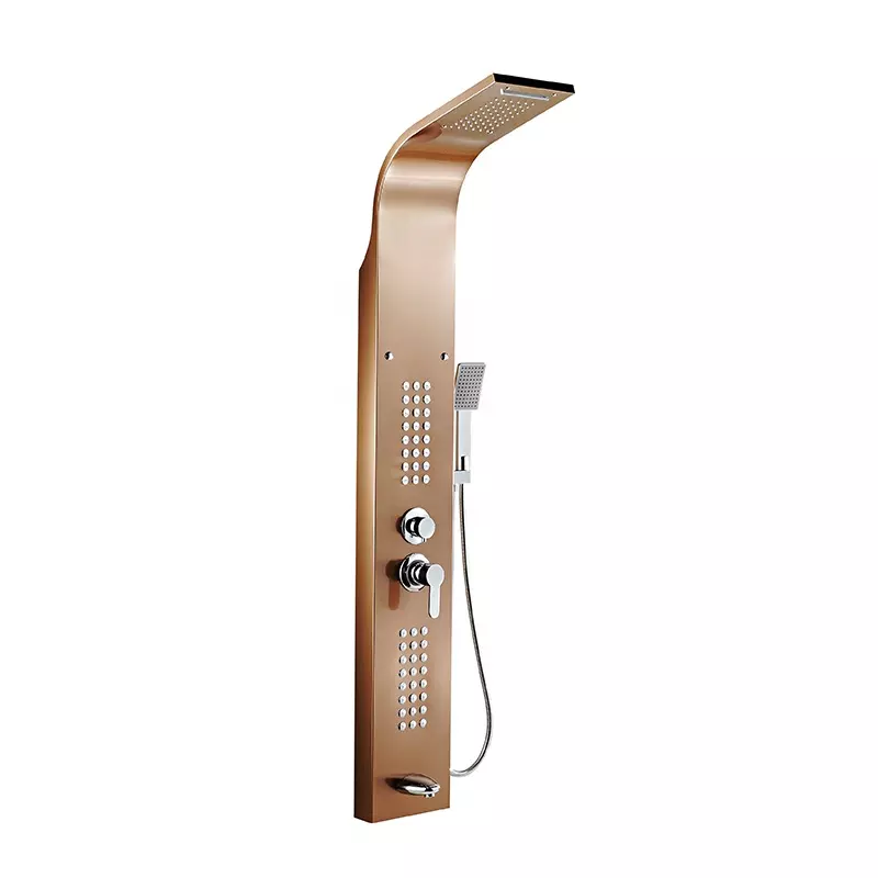 rain Shower Panel bathroom wall mounted stainless steel Waterfall black shower column set tower Massage Body Jets Shower Panels