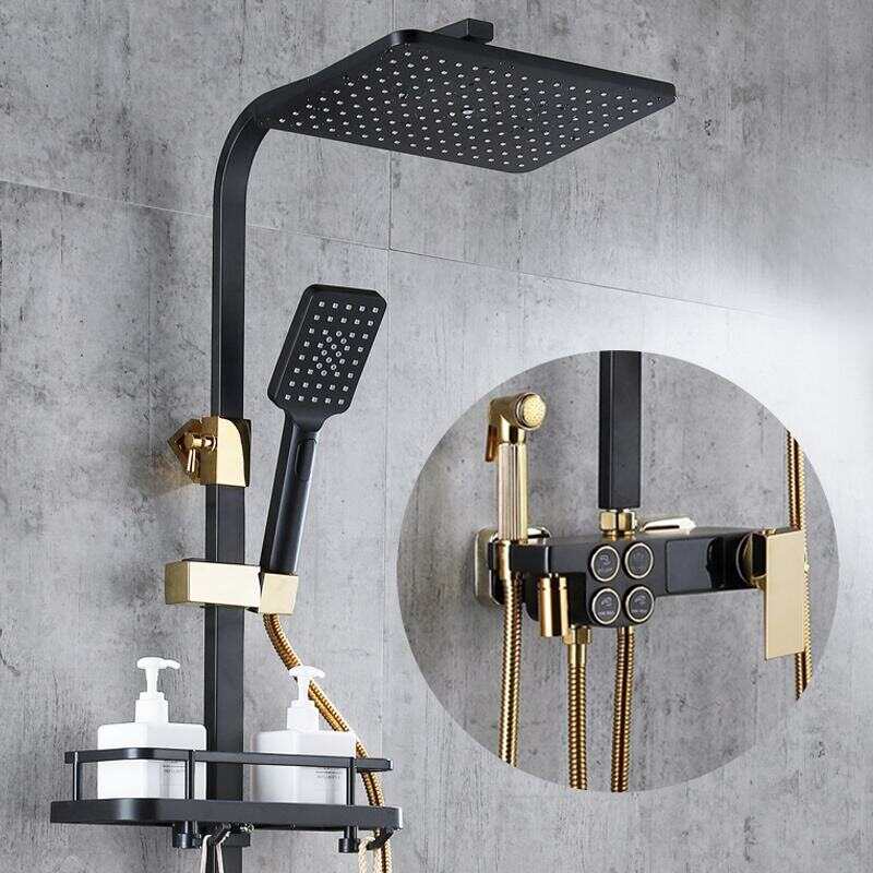 shower set wall mounted brass tap Bathroom taps brass kits rain rainfall shower set mixer faucet set shower thermostat faucet
