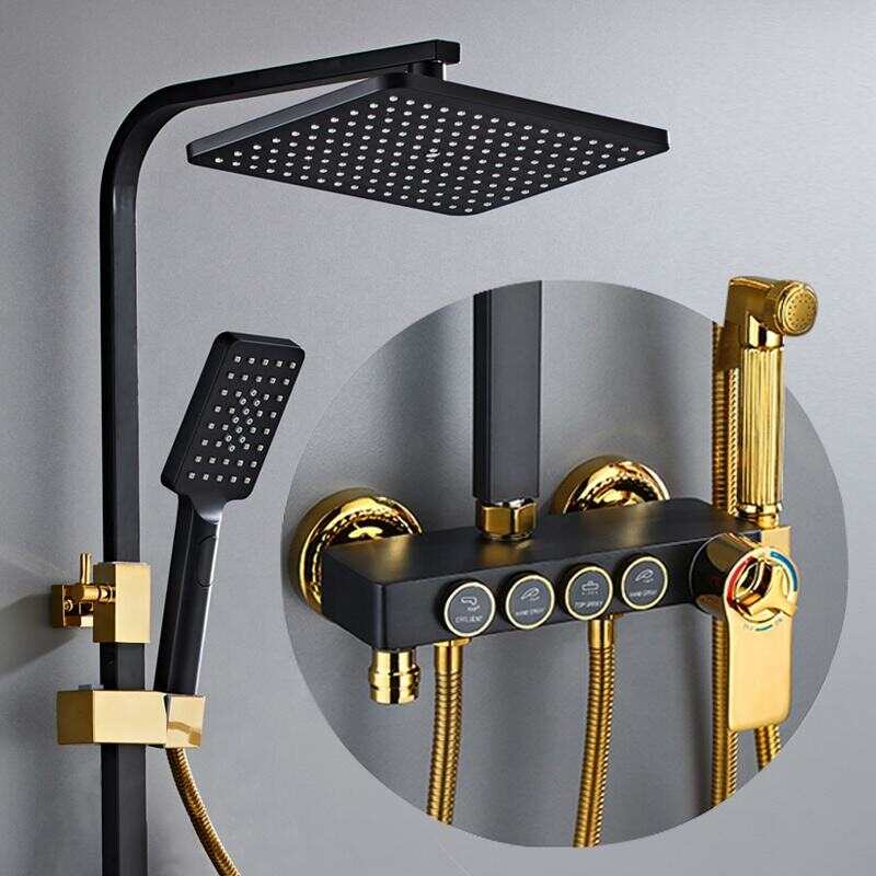 wall mounted stainless steel Bathroom shower set luxury brass rain rainfall shower mixer set thermostatic shower faucet set