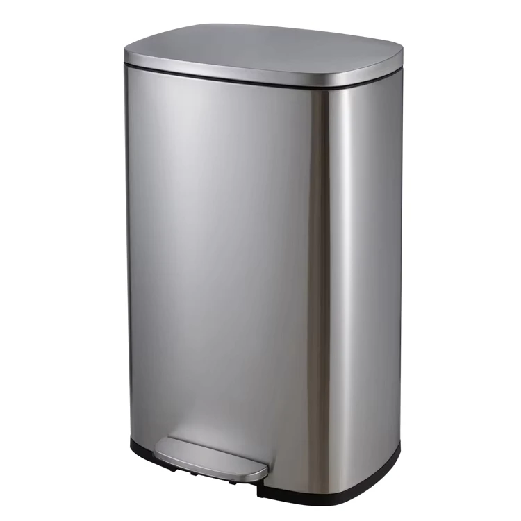 China Loong 13 Gallon 50L Stainless Steel Recycling Waste Pedal Bin Rectangular Kitchen Trash Can