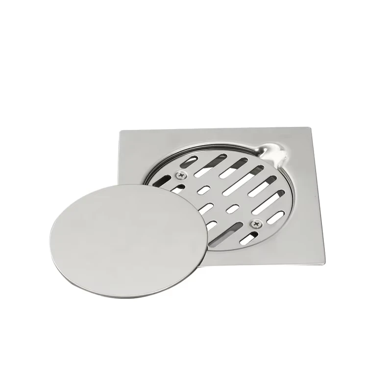 China Loong 150*150 MM Polished Bathroom Square Outdoor Shower Stainless Steel Floor Drain