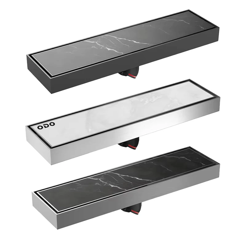China Loong 30x8 CM 304 Stainless Steel Floor Drain PVD Colour Anti Odor Shower Drain Bathroom Tile Insert Floor Drain