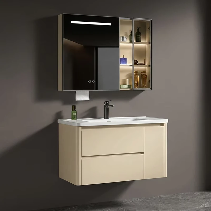 China Loong Aluminum Alloy Bathroom Vanity Wall Mounted Set with Large Capacity Zoned Storage Bathroom Cabinet