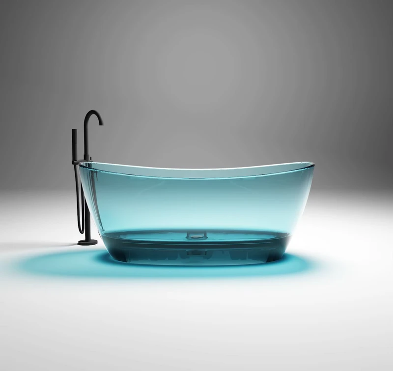 China Loong Artificial Stone Bath Transparent Colorful Bathroom Acrylic Bathtub Freestanding Bathtubs