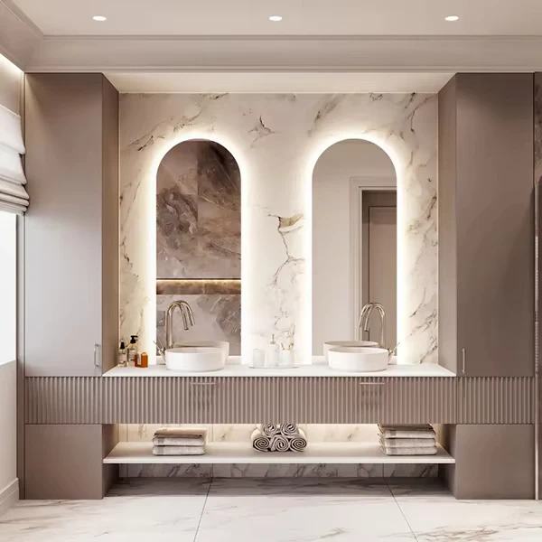 China Loong Australia Project Floating Bathroom Dual Vanity Double Sink Bathroom Furniture Bathroom Cabinet Vanity