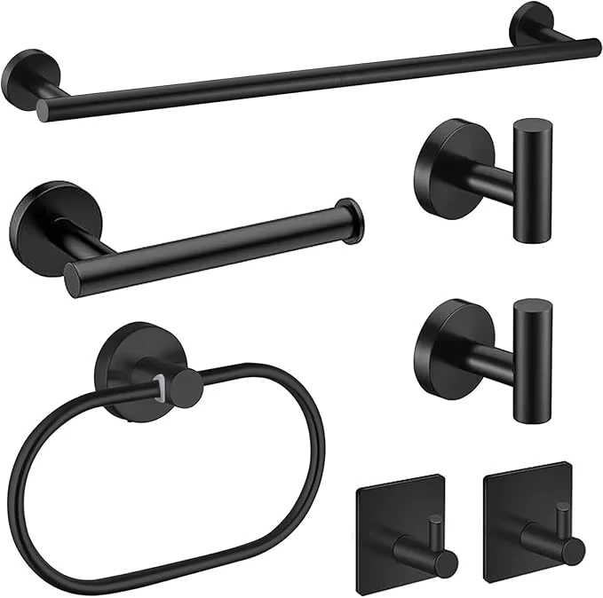 China Loong Bathroom 304 Stainless Steel Wall Mounted Bathroom Metal Accessories Apartment Stainless Steel Towel Rack Set