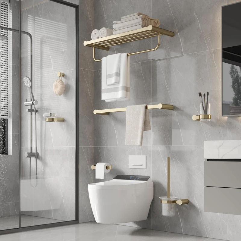 China Loong Bathroom Hardware Pendant Bathroom Towel Rack Bath Towel Bar Set Bathroom Accessories Set