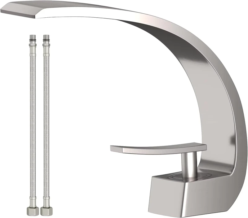 China Loong Bathroom Sink Faucet Modern Single Hole 1-Handle Faucet Chrome Solid Brass Faucet Mount Curved Lavatory Faucet Mixer Tap