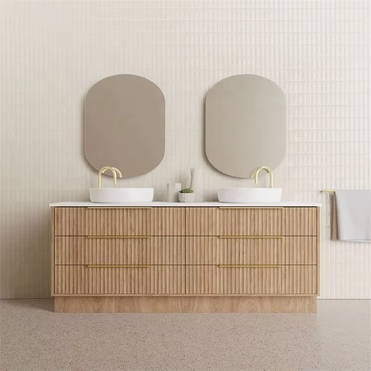 China Loong Bathroom Vanity Cabinets Soft Closing Wooden Panels Lacquer Floor Standing
