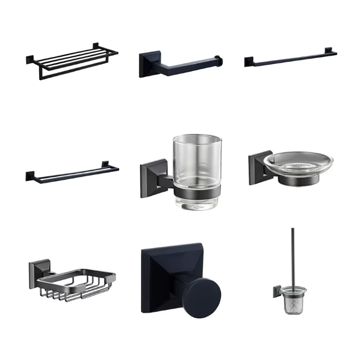 China Loong China Modern Design Black Wall Mounted Bathroom Hardware Accessories Set