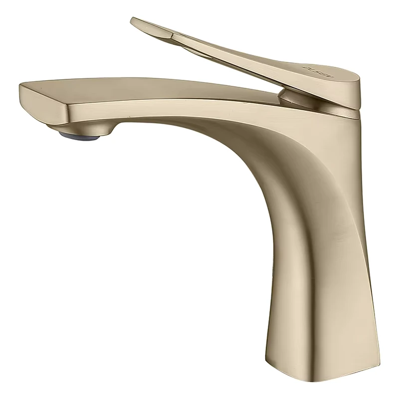 China Loong Contemporary Basin Mixer Tap Gold Bathroom Basin Faucets Ceramic Hot Cold Water Luxury Modern Single Handle Golden 5 Years