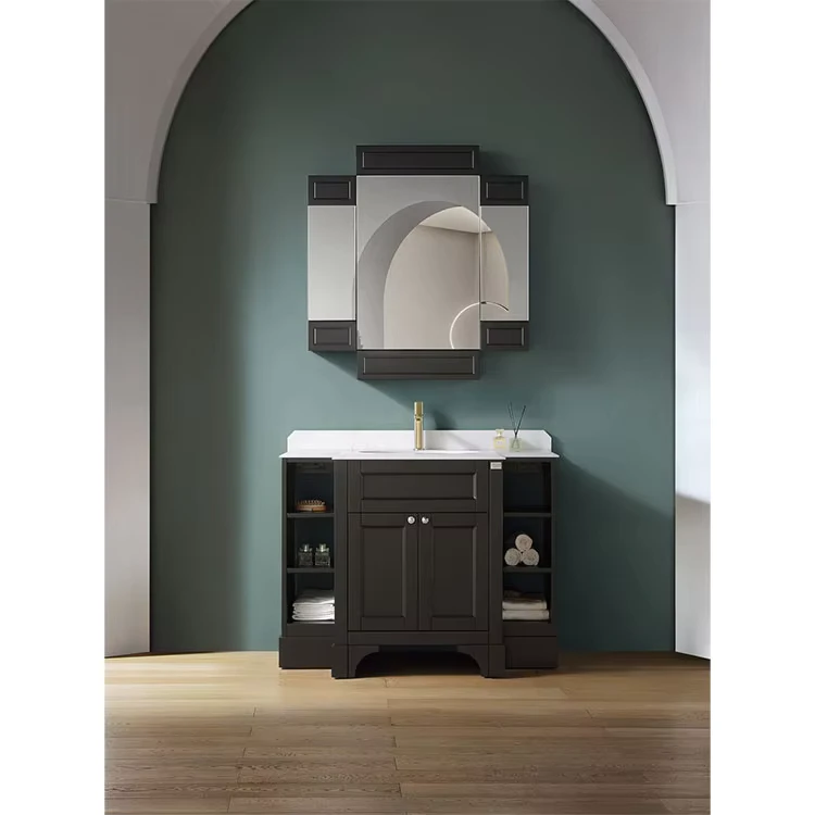 China Loong Custom High Quality Modern Water Resistant Hotel Use Chinese Bathroom Vanity Cabinet with High Capacity Sink Wall Mounted Design