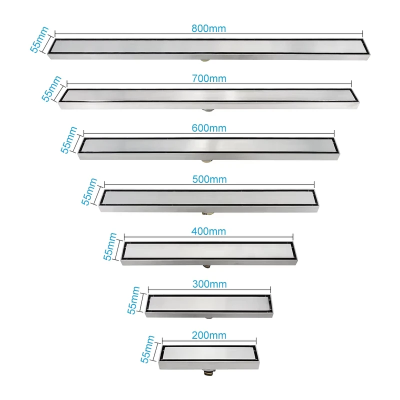 China Loong Customizable 71302402 SUS Anti-Odor 20-120CM Long Bathroom SS 304 Stainless Steel Rectangle Linear Shower Floor Drain