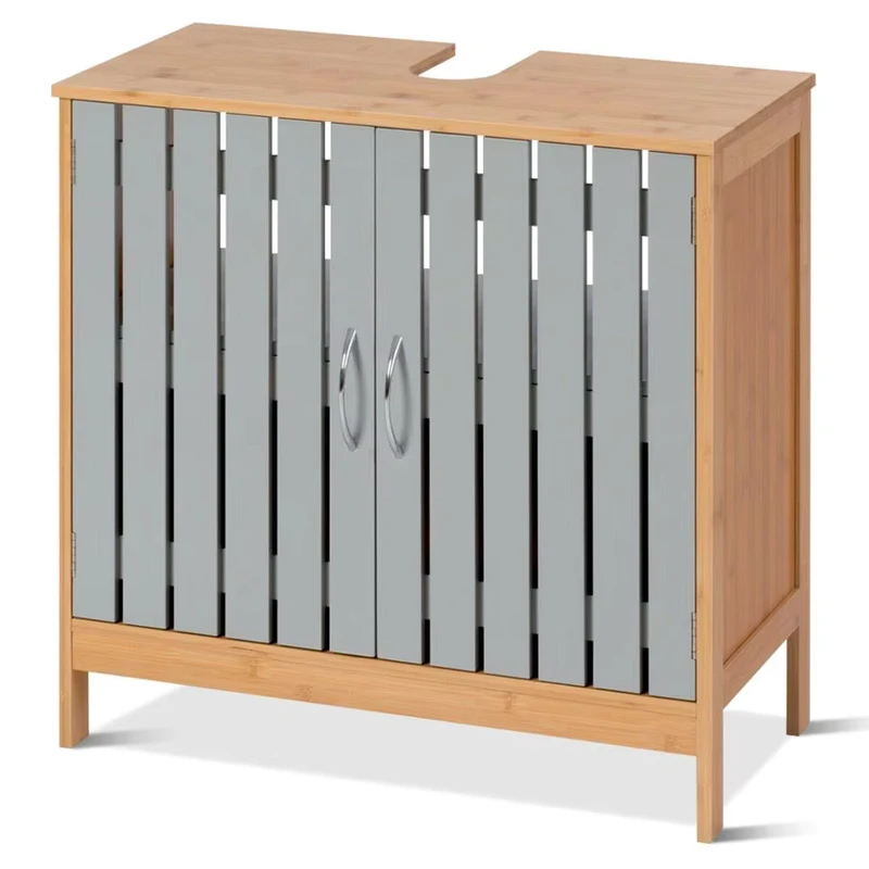 China Loong Factory Bamboo Cabinet in Bathroom Two Door Cabinet Storage Undersink
