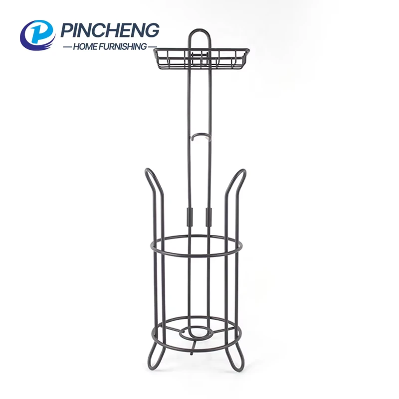 China Loong Free Standing Bathroom Accessories Metal Toilet Tissue Holder Roll Paper Bathroom Tissue Stand