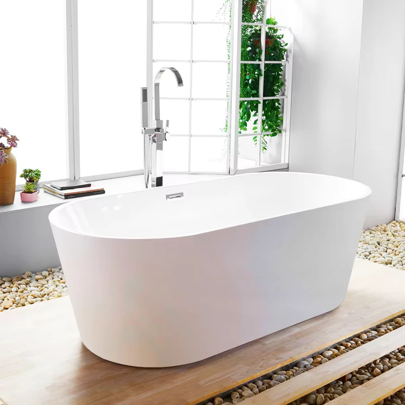 China Loong Hotel Freestanding Acrylic Bath Tub Solid Surface Outdoor Bathtubs Soaking Baths