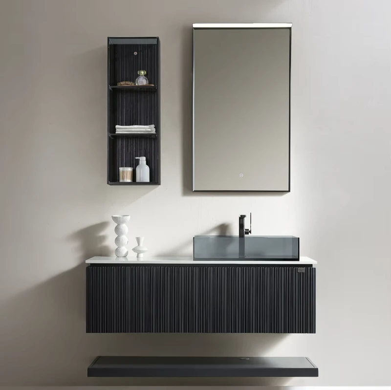 China Loong Hotel Luxury Wash Room Bath Cabinet Stainless Steel Bathroom Vanities with Sink Cabinet for Apartment