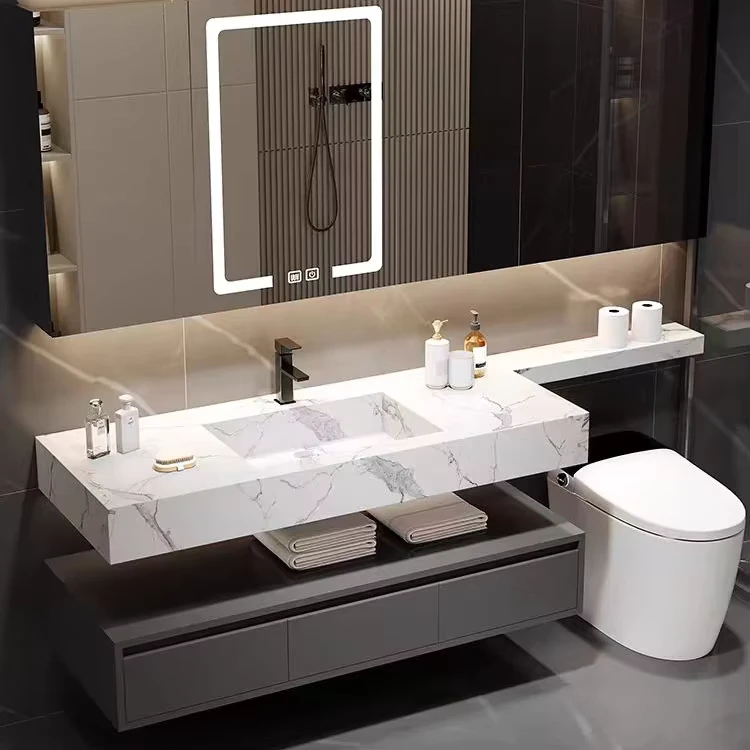 China Loong K361 Modern Nordic Style Hotel Vanity Customized Plywood Wall Hanging Bath Basin Ceramic Basin with Melamine Board