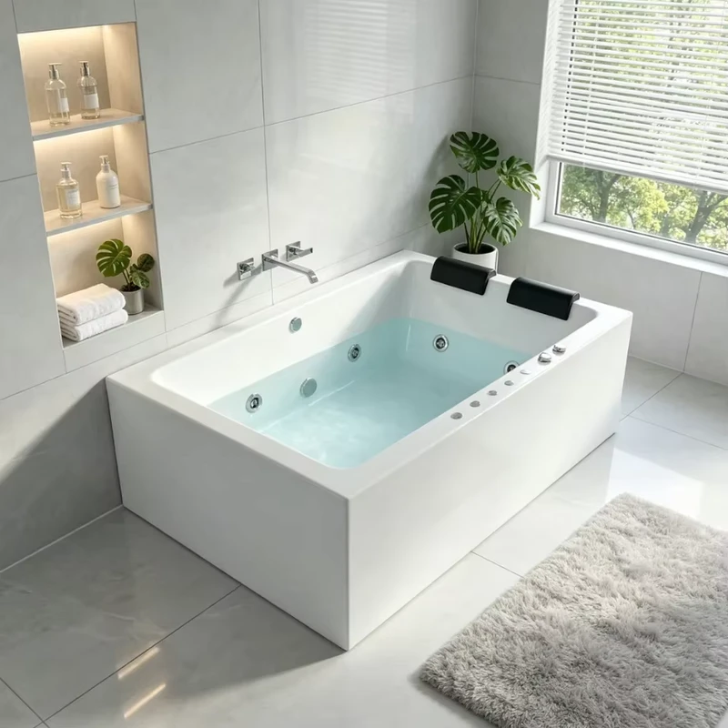 China Loong Luxury Acrylic Freestanding Double Bathtub Thickened Anti-Yellowing Soaking Tub Easy-Clean Bathroom Fixtures OEM ODM