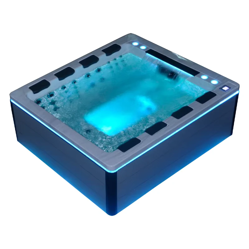 China Loong Luxury Modern Free Standing 128 Jets Whirlpool Massage Outdoor Spa Bathtub with Drainer for Villa Swimming Pool