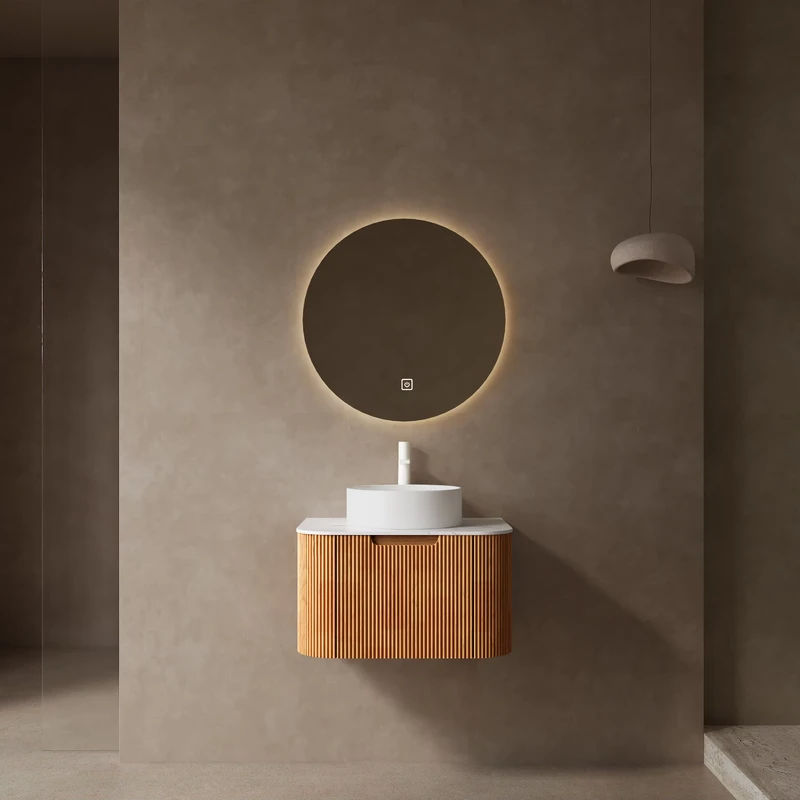 China Loong Luxury Wall Mounted Floating Curved Edges Striped Bathroom Storage Cabinet 24 Inch Bathroom Vanity With Drawer