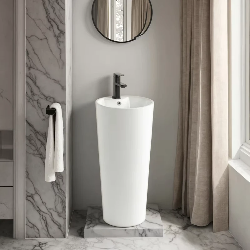 China Loong Modern Ceramic Pedestal Wash Basins Vanity for Bathroom WC Toilet for Dining Hotel School Outdoor Washroom Factory Price