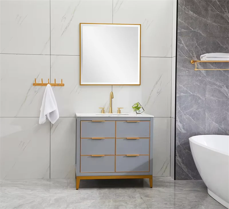 China Loong Modern MDF & Melamine Board LED Illuminated Wall Mounted Bathroom Vanity Cabinet with Countertop and Water Resistant Features