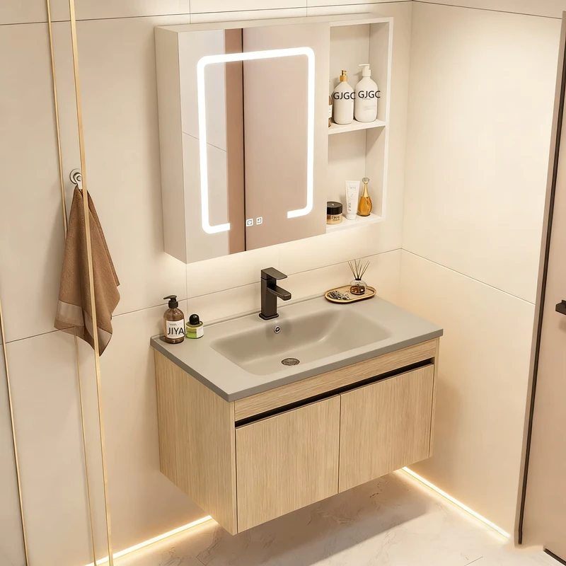 China Loong Modern Rectangle Bathroom Sink Basin Water Resistant Bathroom Vanity Cabinet Mirror Farmhouse Villa Style