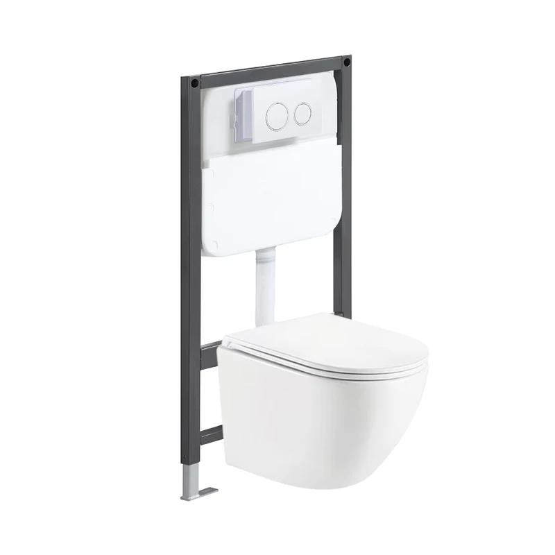 China Loong Modern W03 Bathroom WC Wall Mounted Inodoros Tornado Flush Wall Hung Toilet Set With Concealed Cistern