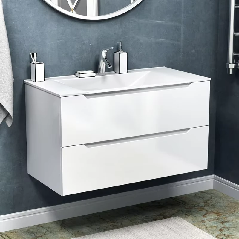 China Loong Modern White 24 Inch 610mm Plastic PVC Bathroom Wall Cabinet Vanity for Vessel Sink