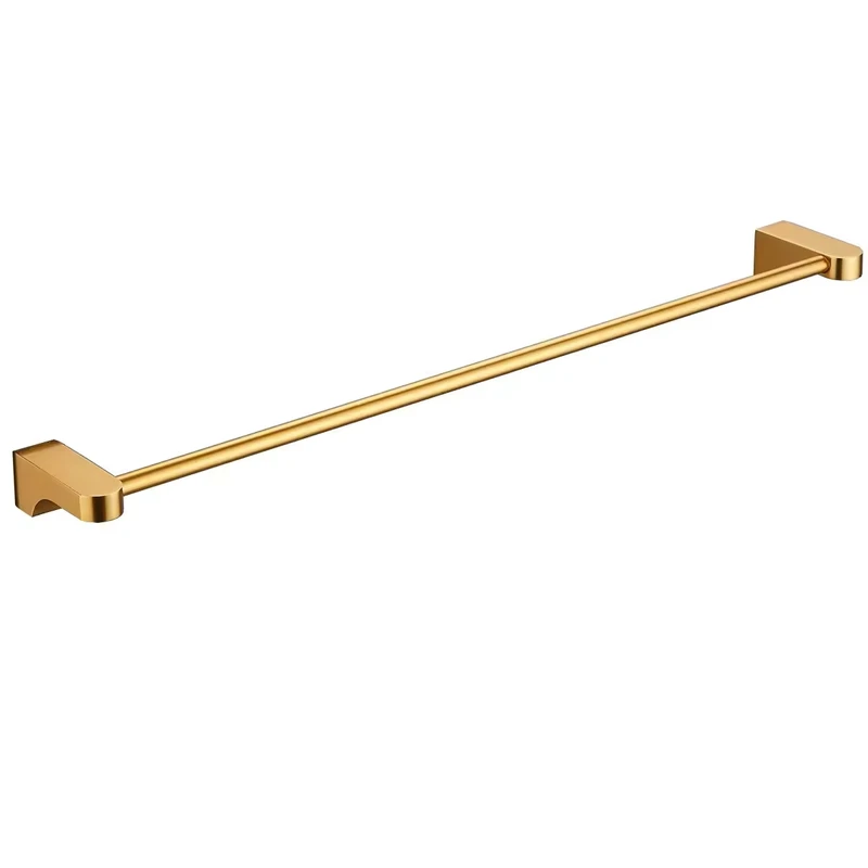 China Loong SUS304 Stainless Steel Single Bar Towel Rack Wall Mounted Heavy Duty Brushed Gold Towel Rod Holder Bathroom Accessories