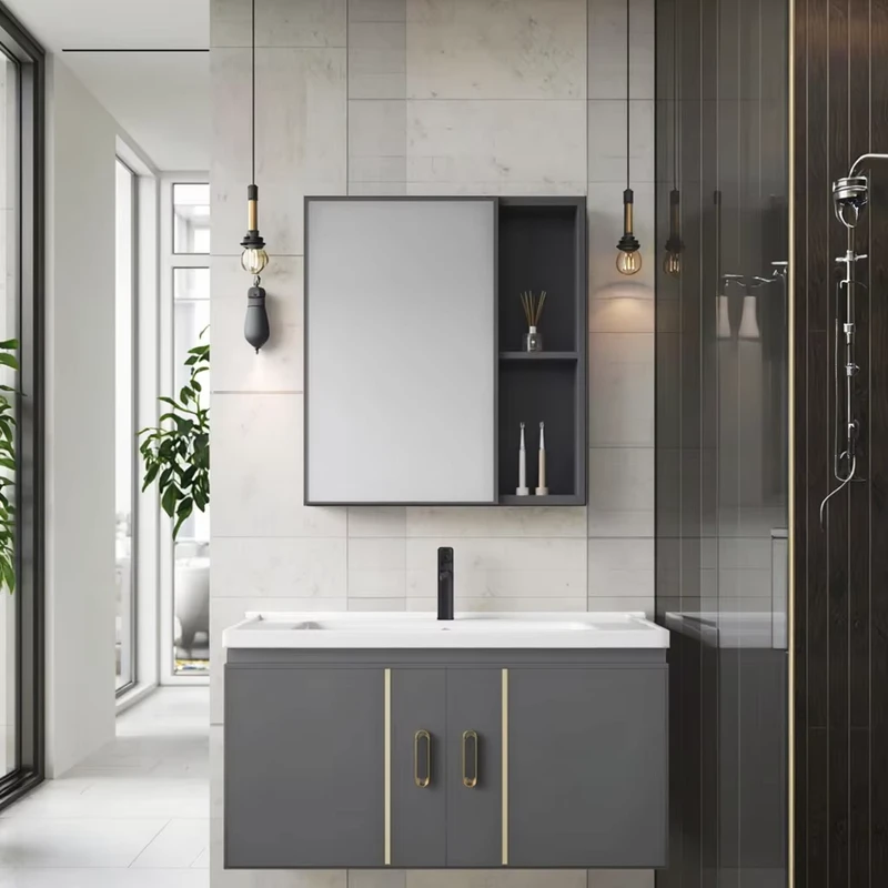 China Loong Vanity Bathroom Washbasin Cabinet Combination with Integrated Ceramic Washbasin
