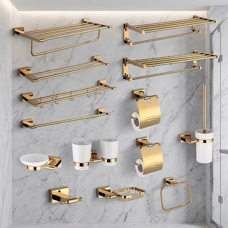 China Loong Wall Mounted Bathroom Accessories Sets High Quality Modern Brass Bath Accessories Luxury Bathroom Hardware Set