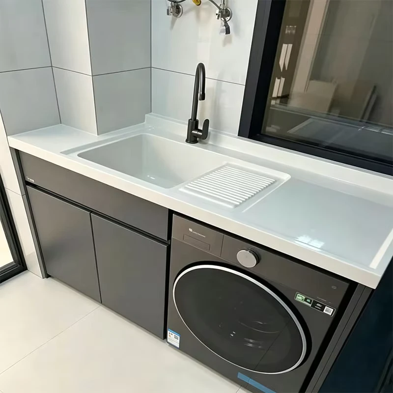 China Loong Waterproof Balcony Integrated Washing Machine Cabinet With Sink Villa Household Honeycomb Aluminum Bathroom Cabinet