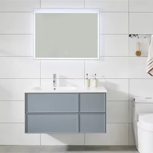 China Loong Waterproof Moisture Proof All in One Wall Mounted Bathroom Washbasin Cabinet Small Apartment Bathroom Vanities