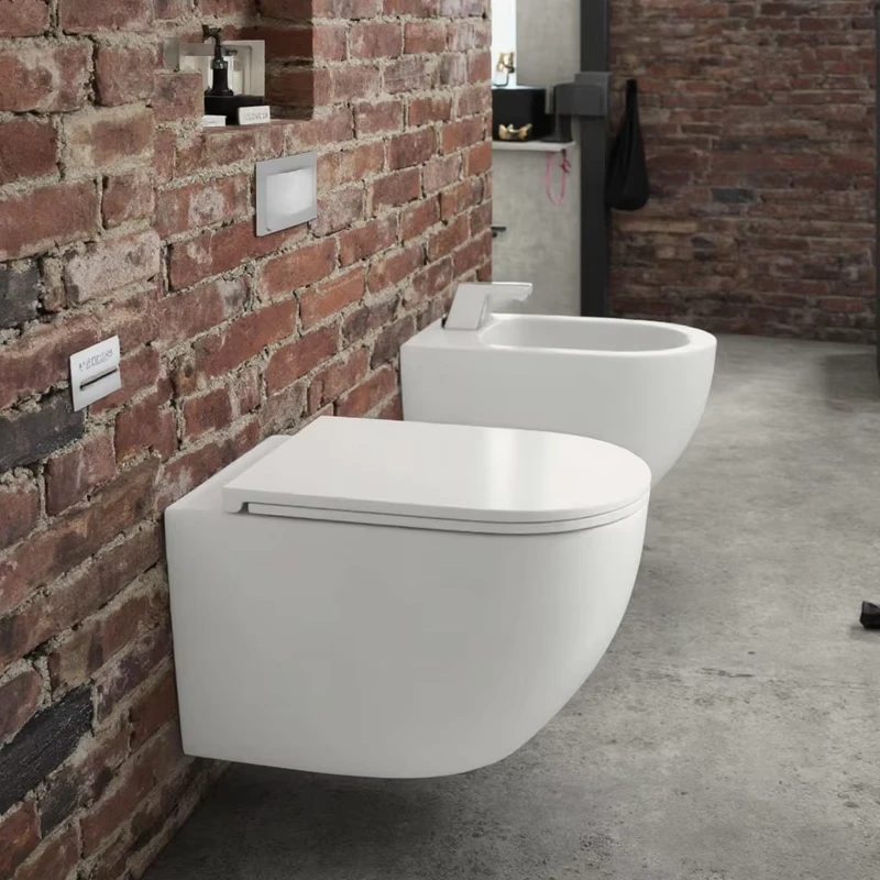 China Loong White Ceramic Wall Mounted Toilet With Dual Flush Concealed Tank Modern European Design For Hotel Villa Use P Trap Drainage